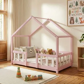 [en.casa] Kinderbett Treviolo 70 x 140 cm Kiefer rosa/weiß