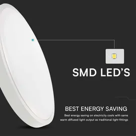 V-Tac Deckenlampe 1x LED 24,0 W rund Kunststoff weiß IP44 D 29,5 cm