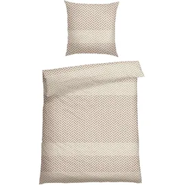 SCHIESSER Maribel Fischgrat Taupe 135 x 200 cm + 80 x 80 cm