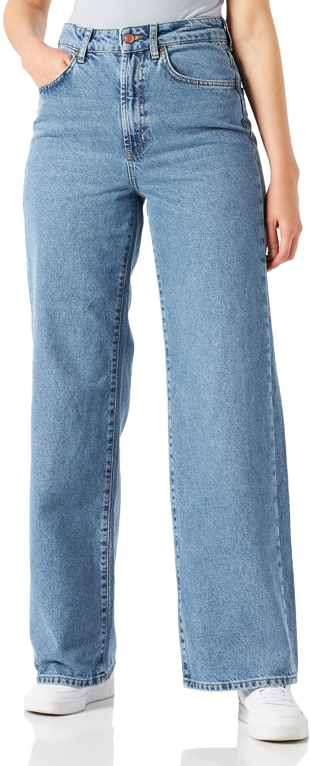 ONLY Damen Straight Leg Denim Jeans | High Waist Gerade Weite Hose | Wide Vintage Pants ONLHOPE, Farben:Blau, Größe:29W / 30L