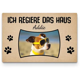 Geschenke Mall Personalisierte Fußmatte - Willkommen In Unserem Zuhause Von - Fussmatte Mit Namen, Fussmatte Selbst Gestalten, Fussmatte Familie, Fussmatte Hund Personalisiert (Modell #2)