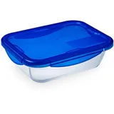 Pyrex Dajar 36845 Cook & Go Glasbehälter mit Deckel Cook und Go, Pyrex, 1,7 L, Glas, Blau/transparent, 24 x 18 x 6 cm