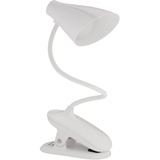 Relaxdays LED Klemmlampe, klemmbare Schreibtischlampe mit Touch, 3 Lichtfarben, flexibel, aufladbare Klemmleuchte, weiß, 1 Stück