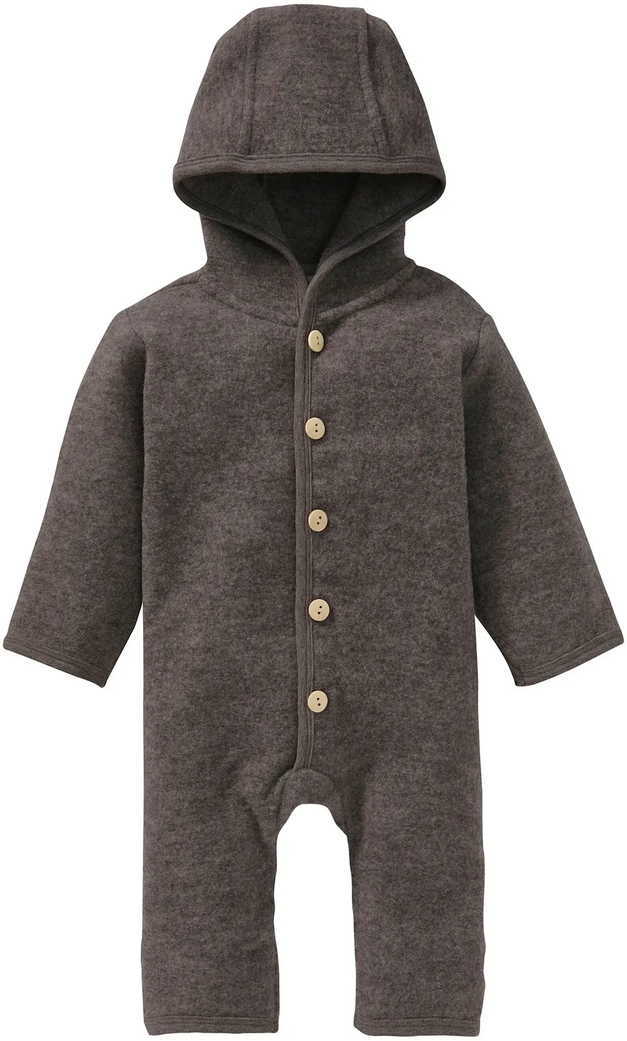 Bornino Wollfleece-Overall mit Klappbündchen aus Merinowolle, braun, 86