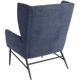 Mendler Lounge-Sessel HWC-L62 Stoff/Textil 73 x 96 x 73 cm Blau mit Rollen