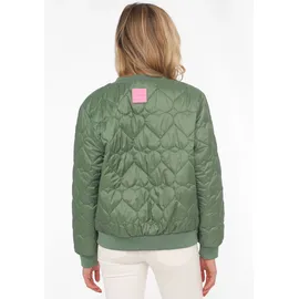 Zwillingsherz Bomberjacke "Be Happy", Damen, Gr. XL, grün (tannengrün), Steppware, Obermaterial: 100% Polyester, regular fit kurz, angesetztes Bündchen, Jacken Bomberjacke, modisch, Kontrastdetails, regular fit, langärmelig, mit Herzsticker