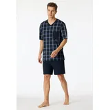 SCHIESSER Shorty "Comfort Nightwear" (2 tlg) mit klassischem Karo-Muster, V-Ausschnitt und aufgesetzter Brusttasche blau 56 (XXL)