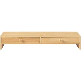 [en.casa] Monitorständer Hallstahammar 56x18x9,5 cm Bambus, 2 Schubladen, 56x9.5x18 Arbeitszimmer, Schreibtische