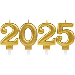 Kerze Zahl 2025 gold Silvester