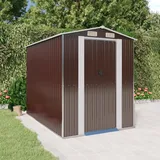 Yolola XXL Metall Gerätehaus 192x274x223 cm Gartenhaus Metall Geräteschuppen Garten Schuppen Gartenhaus Satteldach Gartenhaus Schrank (Dunkelbraun)