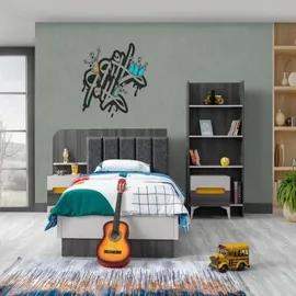 xlmoebel Kinderbett 90 x 190 cm Holz grau