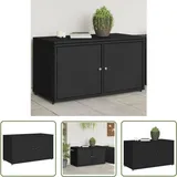 Gartenschrank Schwarz 110x55x60,5 cm Poly Rattan - Outdoor-Schrank - Gartenschrank - Stauraum - Gartenorganisation - Wetterfest - The Living Store