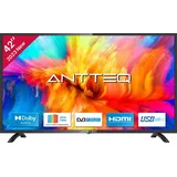 ANTTEQ AB42D1 Fernseher 42 Zoll (TV 107 cm), Dolby Audio, LED, Triple Tuner DVB-C / T2 / S2, CI+, HDMI, Mediaplayer per USB, incl. Hotelmodus - Schwarz