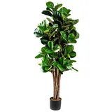 Costway 150 cm Künstlicher Feigenbaum Kunstpflanze Kunstbaum Grün