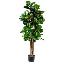 Costway 150 cm Künstlicher Feigenbaum Kunstpflanze Kunstbaum Grün