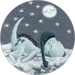Kinderteppich AYYILDIZ TEPPICHE "Bambi 840", blau, H:11mm Ø:120cm, Kunstfaser, Teppiche, Drachen Motiv, Kurzflor