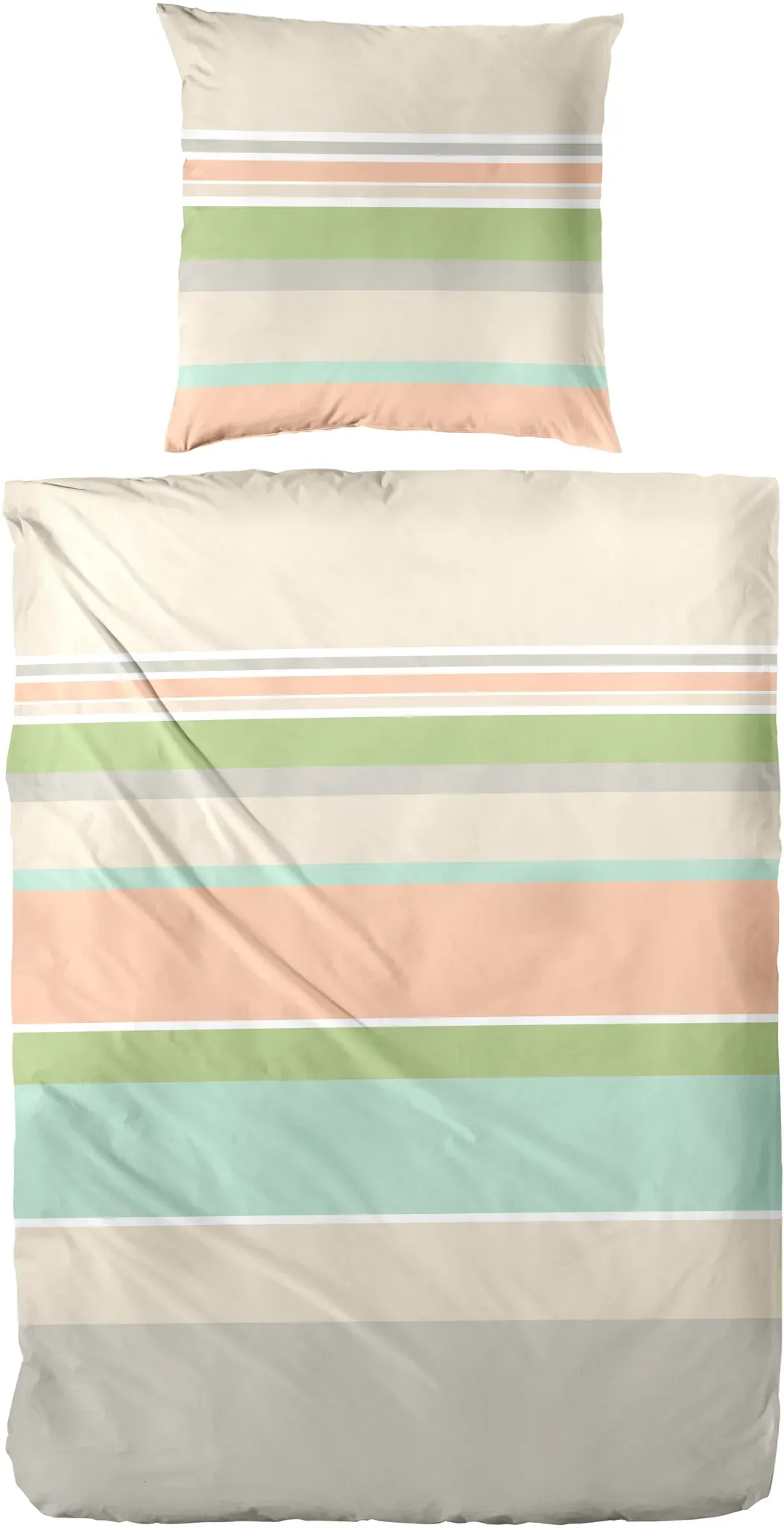 Bettwäsche PRIMERA "Mako-Satin-Bettwäsche Line Art", beige (natur), B/L: 135cm x 200cm, , Mako-Satin, B/L: 80cm x 80cm, Mako-Satin, Obermaterial: 100% Baumwolle, Bettwäsche, mit Streifen