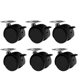 Möbelrollen mit zwei Rädern, Tiberham 40 mm 360° Drehbare Nylon-Radrollen mit Br
