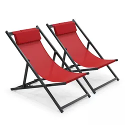 Oviala Business 2er-Set Liegestühle aus rotem Aluminium - Oviala
