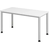 Bümö Schreibtisch Weiß, Silber, Nachbildung, Rechteckig, 140x74x67.2 cm, FSC