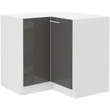 Küchen-Preisbombe Eckunterschrank 90 x 90 cm Grau Hochglanz und Weiß matt