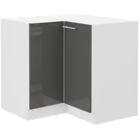 Küchen-Preisbombe Eckunterschrank 90 x 90 cm Grau Hochglanz und Weiß matt
