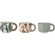 Bloomingville Carim Tassen 3er Set 245 ml Grün/Hellbraun