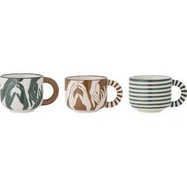Bloomingville Carim Tassen 3er Set 245 ml Grün/Hellbraun