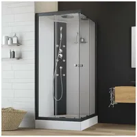 GEO Fix Komplettdusche Eck 90 x 90 x 215 cm Duschkabine Armatur weiß/schwarz