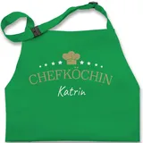 Kinderschürze Schürze Kinder Jungen Mädchen - Kochschürze - Chefköchin mit Name - Geschenk Mama Küche Geburtstag Weihnachten Muttertag - 7-14 Jahre - Grün - kinderkochschürze koch - 7-13 Jahre
