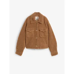 bonprix Teddyfelljacke mit aufgesetzten Taschen, braun, 36
