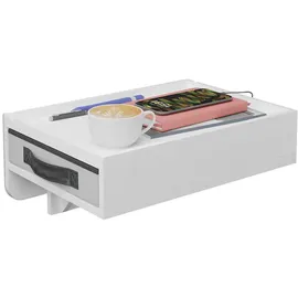 Relaxdays Nachttisch klemmbar, Bambus, Hxbxt: 14x37x26,5 cm, Schublade, Getränkehalter, Bettablage zum Einhängen, weiß