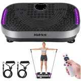 kehot Vibrationsplatte Vibrationsplatte mit Magnetmassage, LED-Licht, Ganzkörpertraining Home, 200 W, 120 Intensitätsstufen, mit 4+1 Trainingsmodi, Trainingsbändern, Muskelaufbau,Fitness Training schwarz|silberfarben