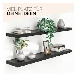 CASARIA Wandregal 110 x 3,8 x 23 cm Schwarz