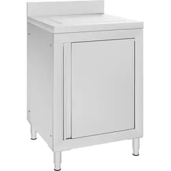 DELUKE® Spülschrank aus Edelstahl mit Aufkantung MEDO, 1x Abtropffläche Edelstahl Gastro-Spülschrank Spülenunterschrank, 60x60x96cm