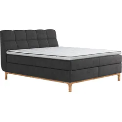 Boxspringbett HOME AFFAIRE "Chanly", schwarz, L:222cm, 100% Polyester, Komplettbetten, Boxspringbett, Boxspringbett, Inklusive Topper