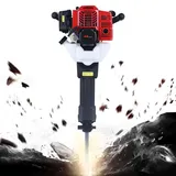 Abbruchhammer 1900W 55J, 2-Takt 52cc Benzin Stemmhammer Profi Abbruch Hammer Betonhammer mit Spitz- und Flachmeißel Meißelhammer 1500BPM Demolition Jack Hammer