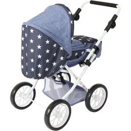 Bayer Chic 2000 Kombipuppenwagen CHIC2000 Leni, blau Sternchen Puppenwagen, KinderB:37cm H:68cm T:64cm, Kunststoff, Metall, Stoff, mit herausnehmbarer Tragetasche, B:37cm H:68cm T:64cm