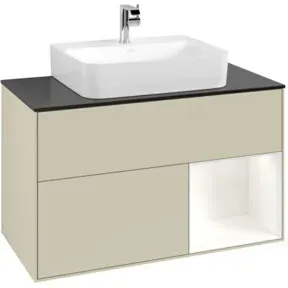 V&B Waschtischunterschrank Finion 100, Pl b m, Rg r wh. m Lac, si Gr m Lac