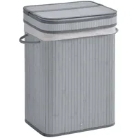 Homcom Wäschekorb mit Deckel Bambus Polyester Grau Textil, 40x60x30 cm Ordnen , Aufbewahren, Wäschekörbe , Tonnen