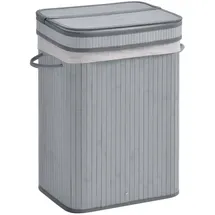 Homcom Wäschekorb mit Deckel Bambus Polyester Grau Textil, 40x60x30 cm Ordnen , Aufbewahren, Wäschekörbe , Tonnen