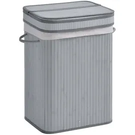Homcom Wäschekorb mit Deckel Bambus Polyester Grau Textil, 40x60x30 cm Ordnen , Aufbewahren, Wäschekörbe , Tonnen