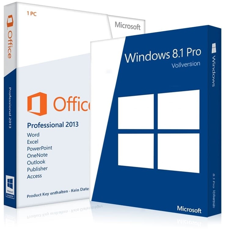 Windows 8.1 Pro + Office 2013 Professional 32/64 Bit (DE)