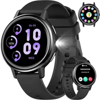 FITFLEX Damen Smartwatch mit Bluetooth-Anruf, 1.26'' HD Display, 120 Sportmodi, IP68, Herzfrequenz & Schlafmonitor, 400mAh Akku Wasserdicht Plus! - Schwarz