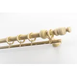 GARESA Gardinenstange GARESA "NOVA", beige (natur), L:140cm Ø:28mm, Holzwerkstoff, Gardinenstangen, Vorhanggarnitur Holz, verlängerbar, Wandmont.,mit Ringe/2 Lauf Gleiter