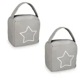Relaxdays Türstopper, 2er Set, Stern-Motiv, H x B x T: 13 x 13 x 8,5 cm, Zuschlagbremse freistehend, mit Griff, Farbwahl, Grau/Weiß