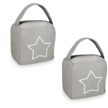 Relaxdays Türstopper, 2er Set, Stern-Motiv, H x B x T: 13 x 13 x 8,5 cm, Zuschlagbremse freistehend, mit Griff, Farbwahl, Grau/Weiß