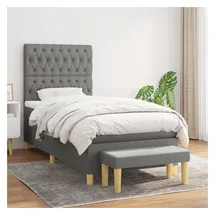 vidaXL Boxspringbett 100 x 200 cm Dunkelgrau