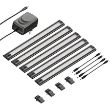 ledscom.de LED Unterbau-Leuchte SIRIS schwarz matt, flach, 30cm, je 368lm, warm-weiß, 5er Set