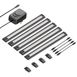 ledscom.de LED Unterbau-Leuchte SIRIS schwarz matt, flach, 30cm, je 368lm, warm-weiß, 5er Set
